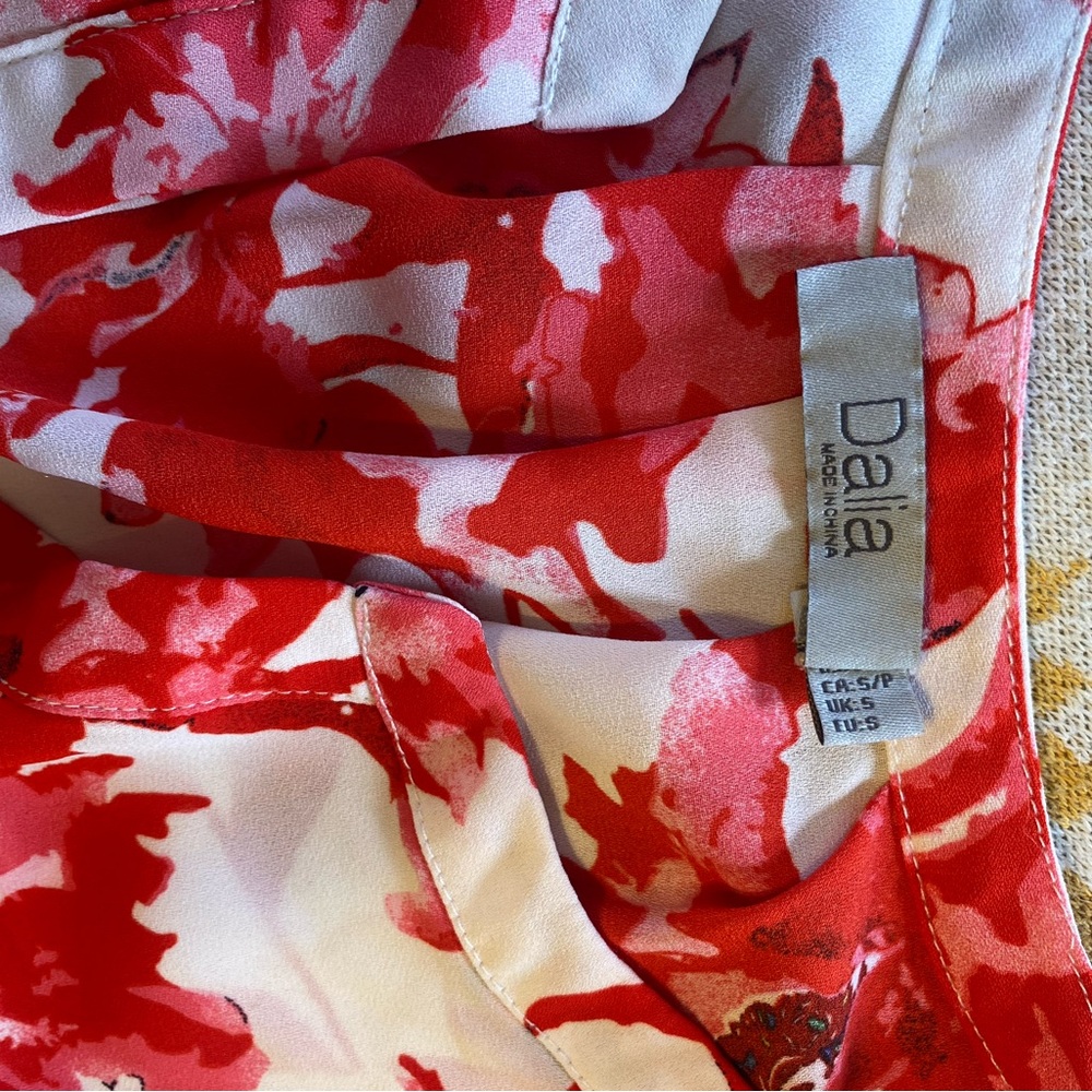 Dalia Red and White Patterned Blouse